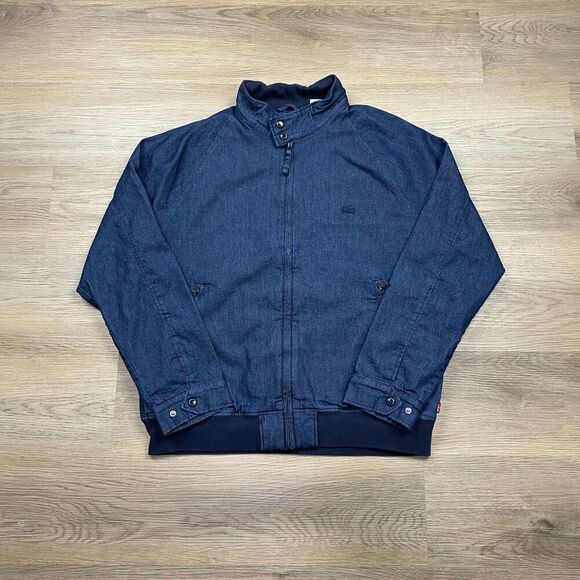 Levis Jacket Mens Large Blue Bomber Denim Lined Full Zip - Picture 1 of 14